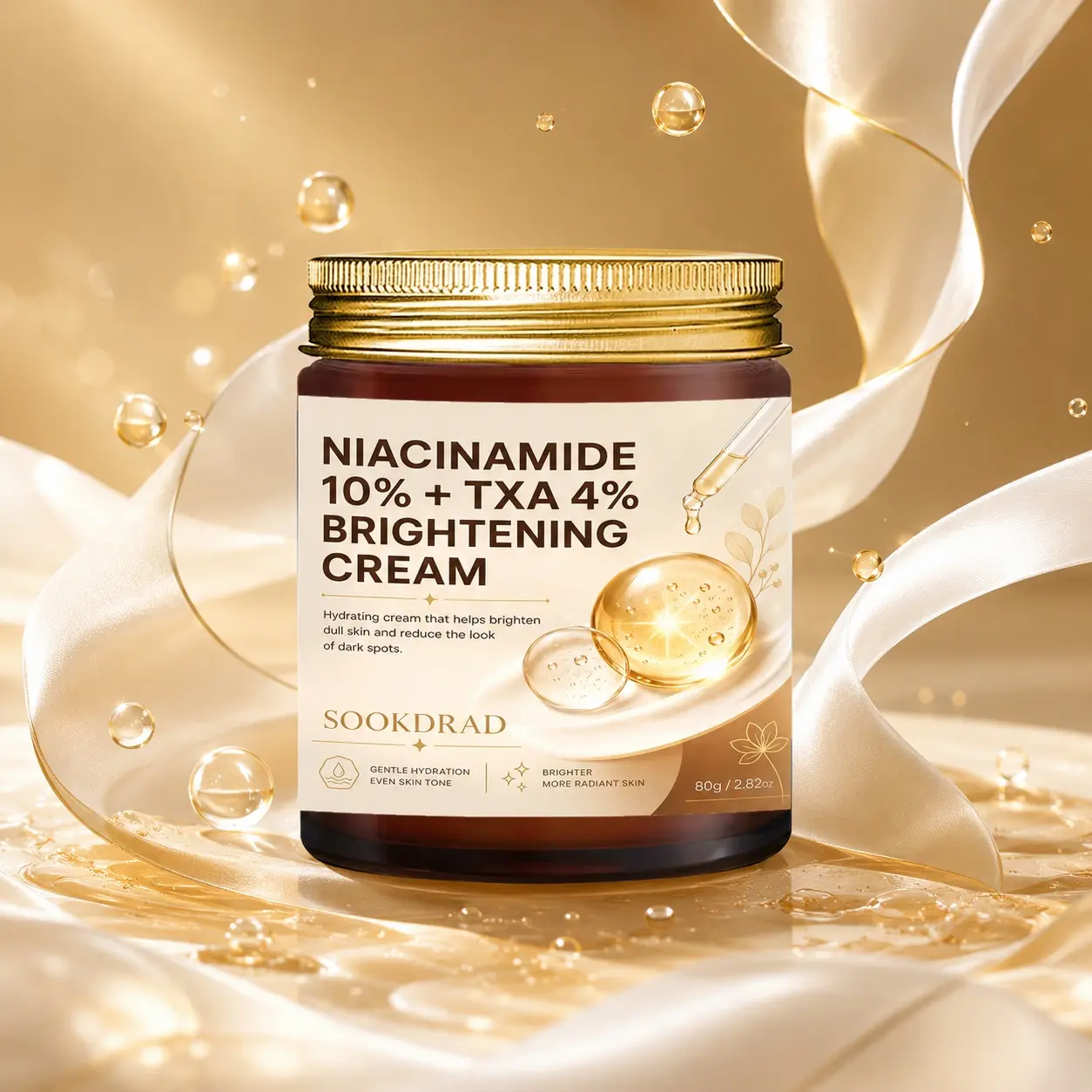 Brightening Cream, Niacinamide 10% + TXA 4%, Hydrate Dull Skin, Fade Dark Spots, Even Skin Tone, Enhance Radiance, Daily Radiant Skin, 80g