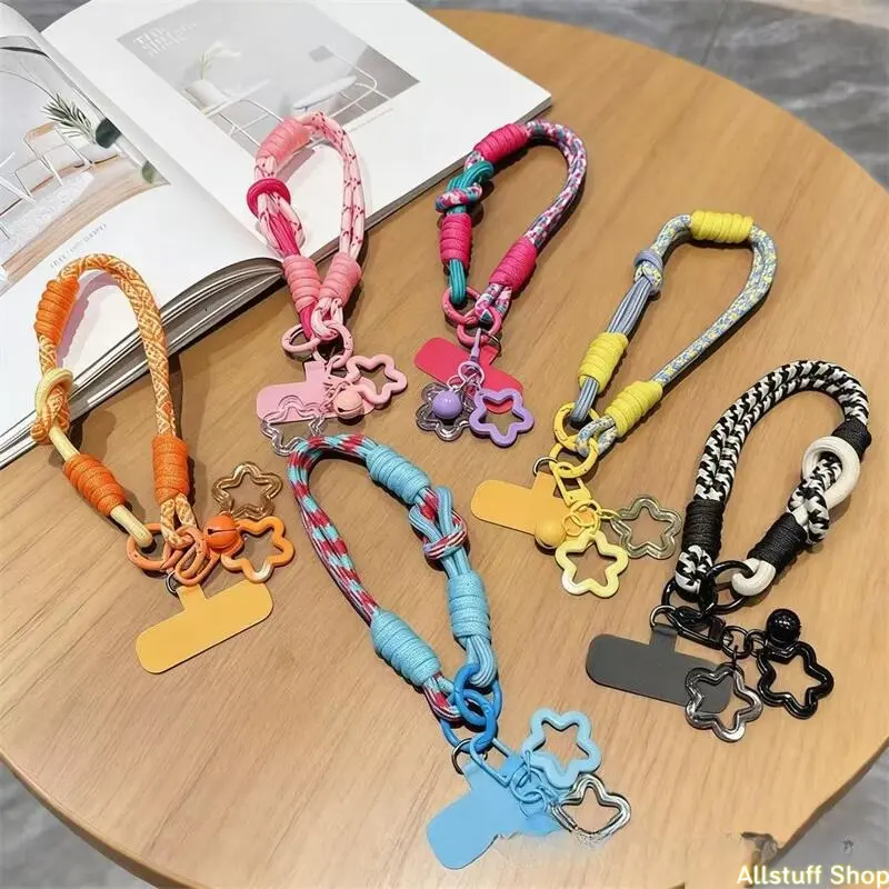 Mobile phone case lanyard, colored card keychain wrist rope, dopamine star mobile phone rope, portable anti-lost wrist rope.