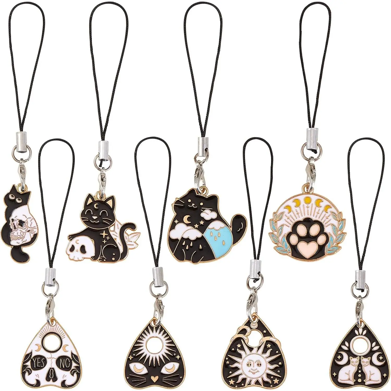 8 count Enamel  Phone Strap Charms Pendants Decoration Kawaii Cell Phone Bag Charms
