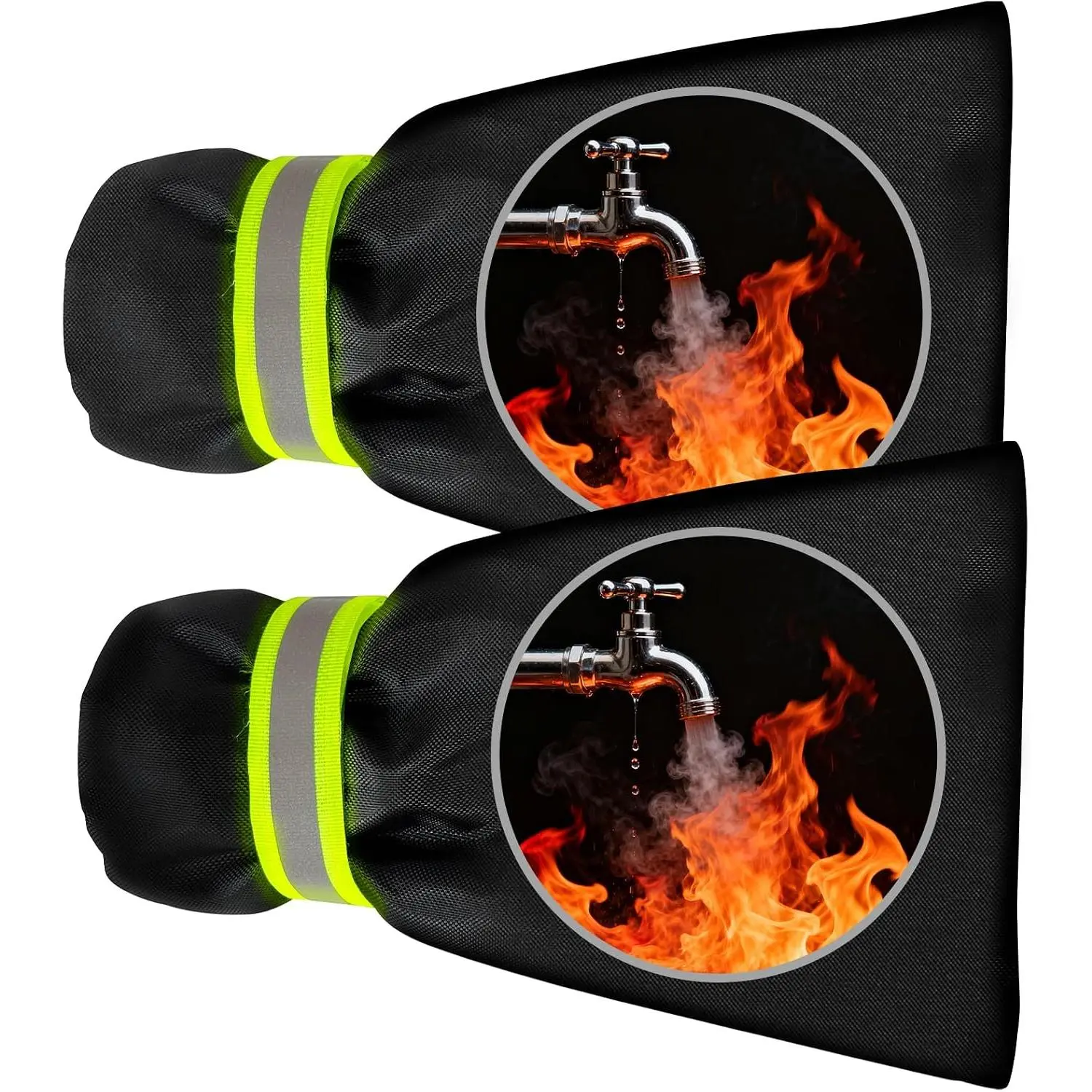 2Pack Outdoor Faucet Covers for Winter 6.1" W x 8.3"H Black faucet Covers for Winter Freeze Protection Pipe   Insulated Spigot Cover Garden Hose Outside Faucet Cover