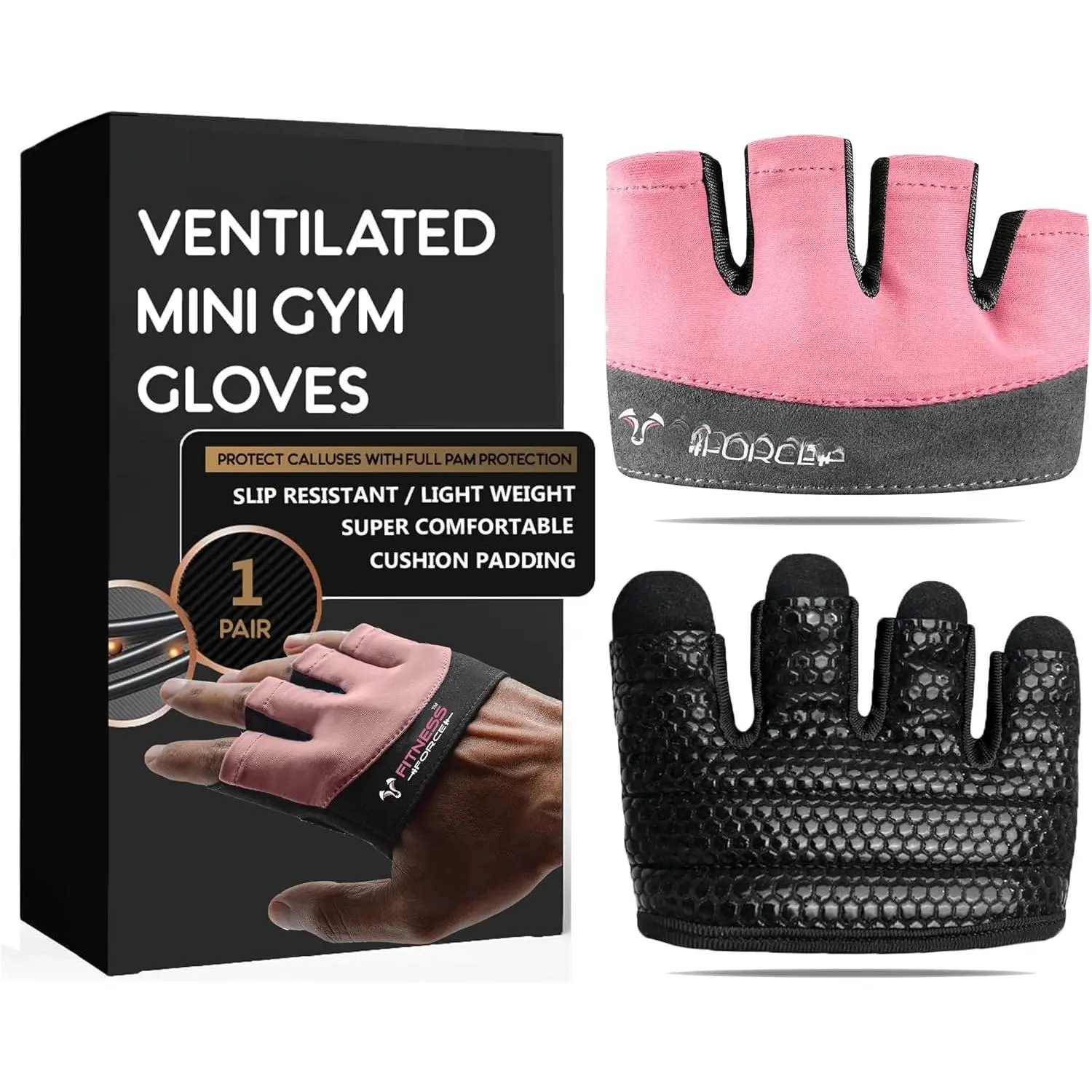 Workout Gloves for Men & Women | Minimal Weight Lifting Gloves Non-Slip Gym Gloves Lifting Grip Calluses Guard Fingerless Exercise Gloves