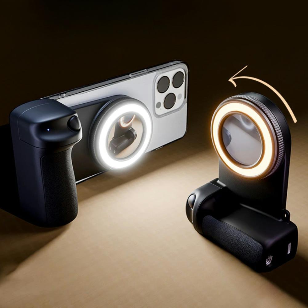 Magnetic Selfie Handle, USB Rechargeable Phone Selfie Handle with, Adjustable Camera Stabilizer for iPhone & Android, Selfie Ring Light, Smartphone Camera Accessories
