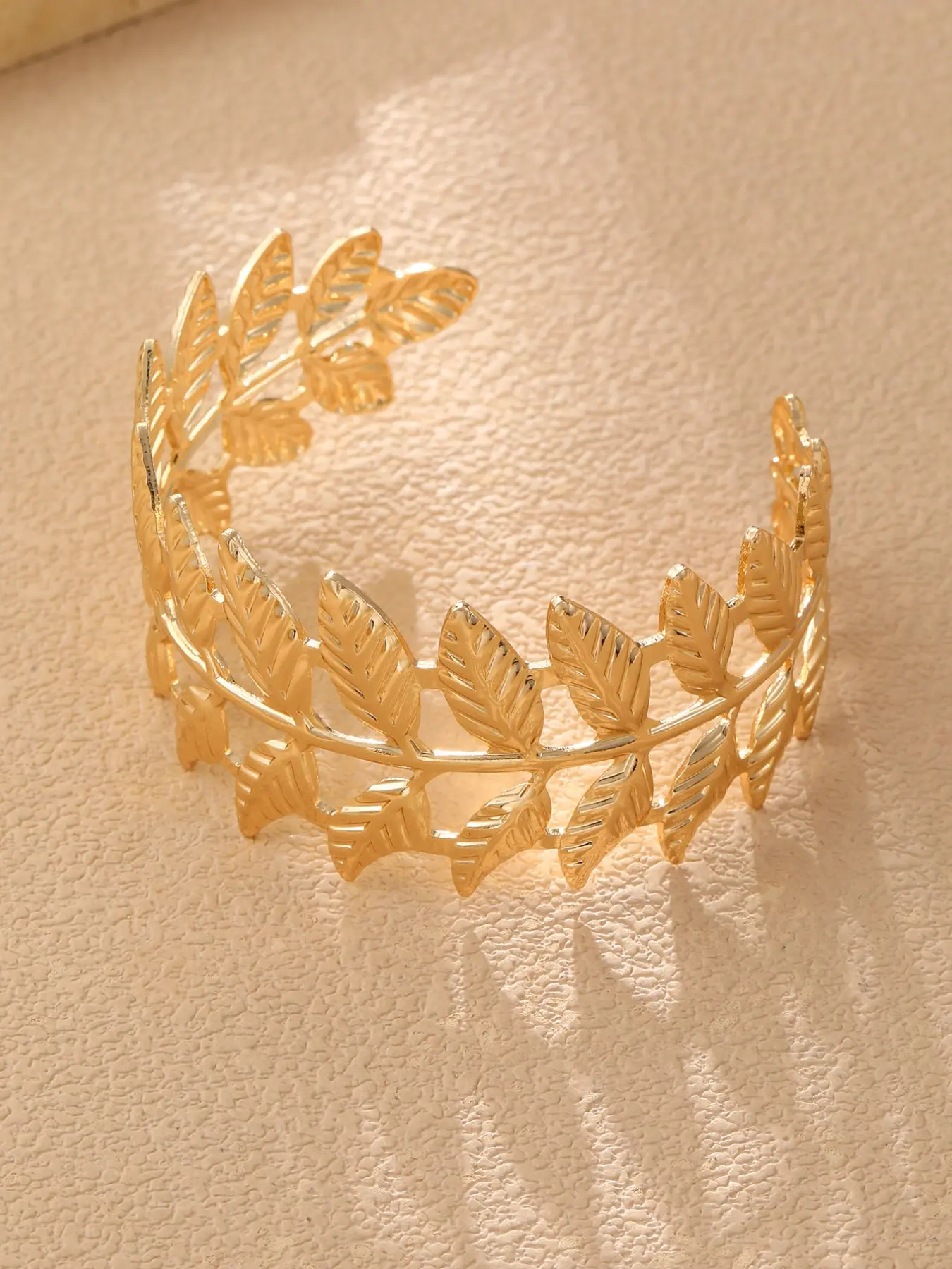 Leaf Bracelet Women's Trendy Style Vintage Open Alloy Wide Band High-End Versatile Fashion Accessory