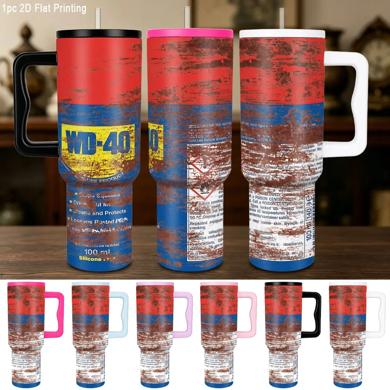 40oz Stainless Steel Vacuum Insulated Cup with Handle Straw Lid, Dual Layer Thermal Insulation, Car Cup Holder Compatible, Perfect Gift