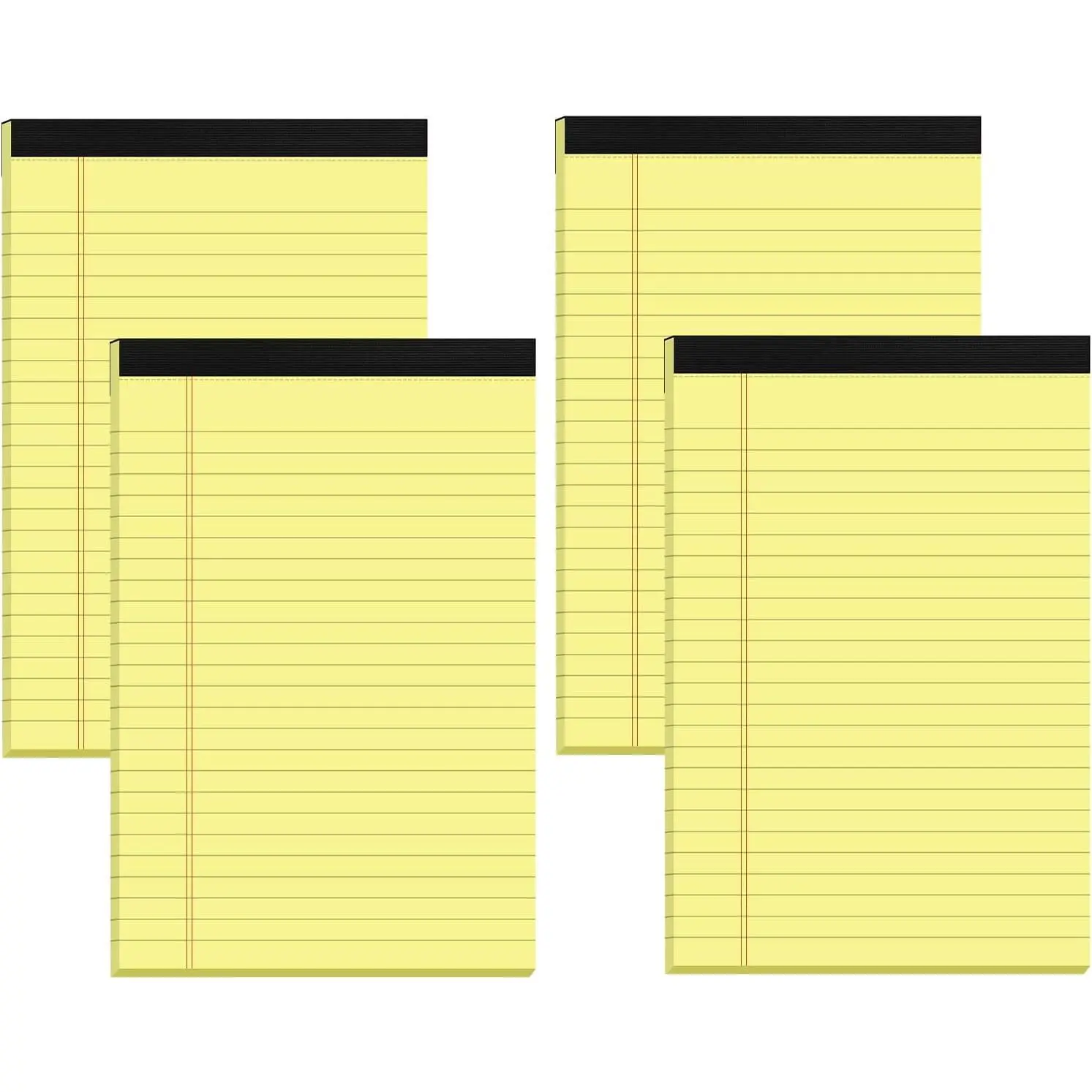 Small Note Pads 5x8 Yellow – 4 Pack, 80gsm  Thick Paper, 30 Sheets/ 60 Pages Per Pad, Perforated Pages Narrow Ruled Writing Pad, College Ruled Legal Notepads 5x8 for Homework, Office, Business