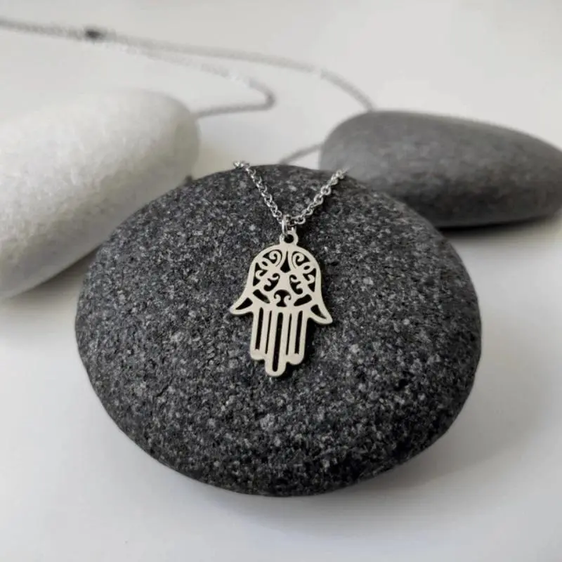 Stainless Steel Necklaces Fatima Khamsa Hand Charm Pendants Chain Choker Jewellery Fashion Necklace For Women Jewelry Gifts