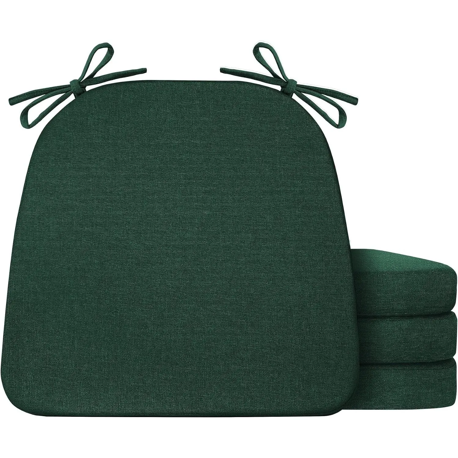 Chair Cushions for Dining Chairs Set of 4, Non Slip Kitchen Chair Pads, 17" x 16" x 2", Indoor Dining Chair Cushions with Ties, D-Shaped Seat Cushions for Kitchen Chairs, Dark Green
