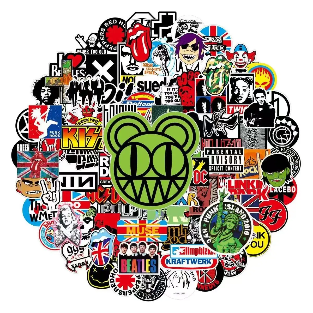 100 Waterproof Punk Rock Stickers, Retro Music Decorative Stickers, Durable Scratch-Resistant Stickers for Laptops, Guitars, Water Bottles