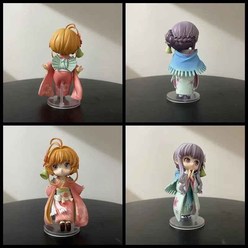 Cardcaptor Sakura Collectible Figure, Chiharu & Sakura Q Version Kimono Model, Cute Anime Handheld Ornament, Perfect Gift for Fans