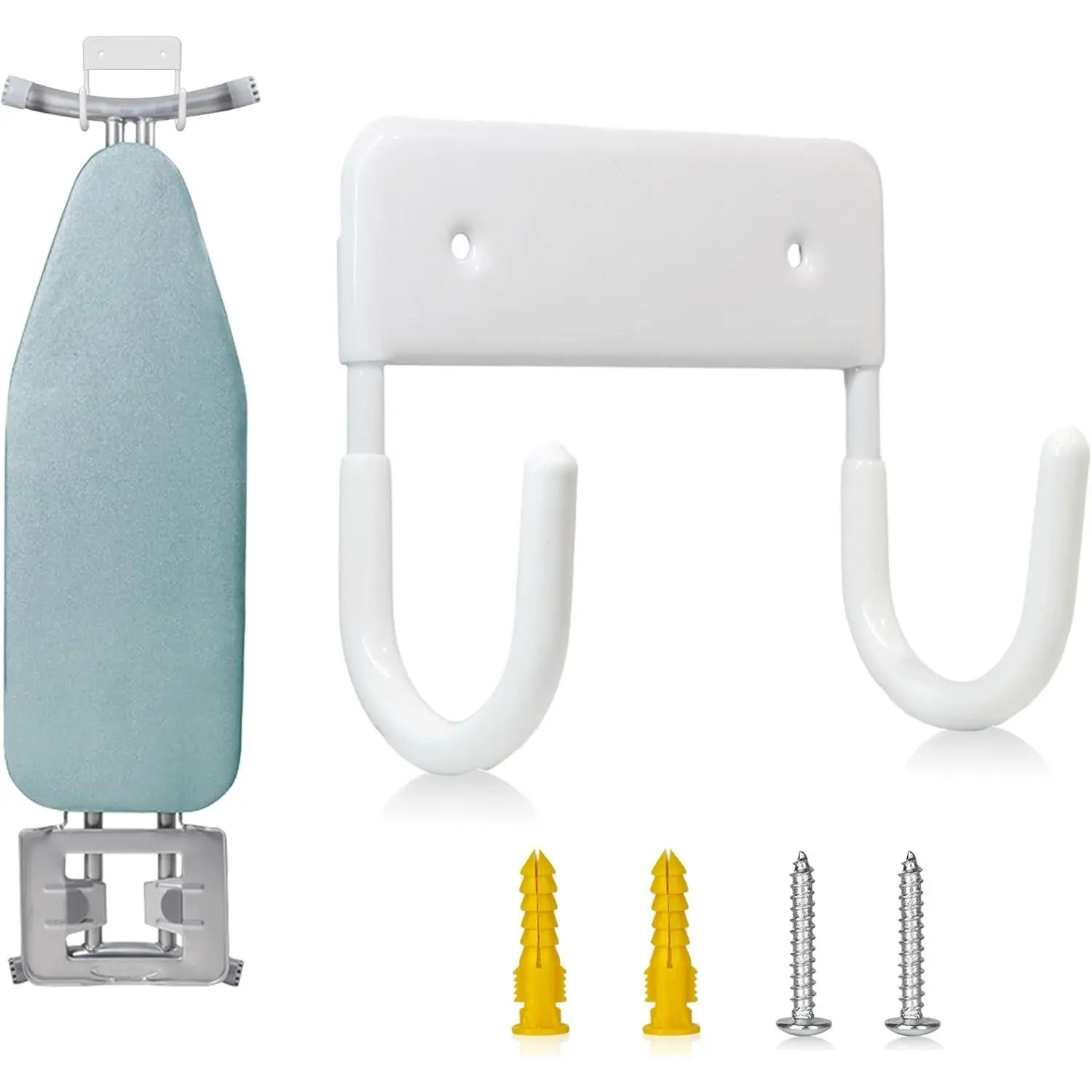 Ironing Board Hanger Wall Mount, Iron Board Holder Wall Mount with 5 Inch Length,Space Saving Laundry Room Storage Organizer for Ironing Board (White)