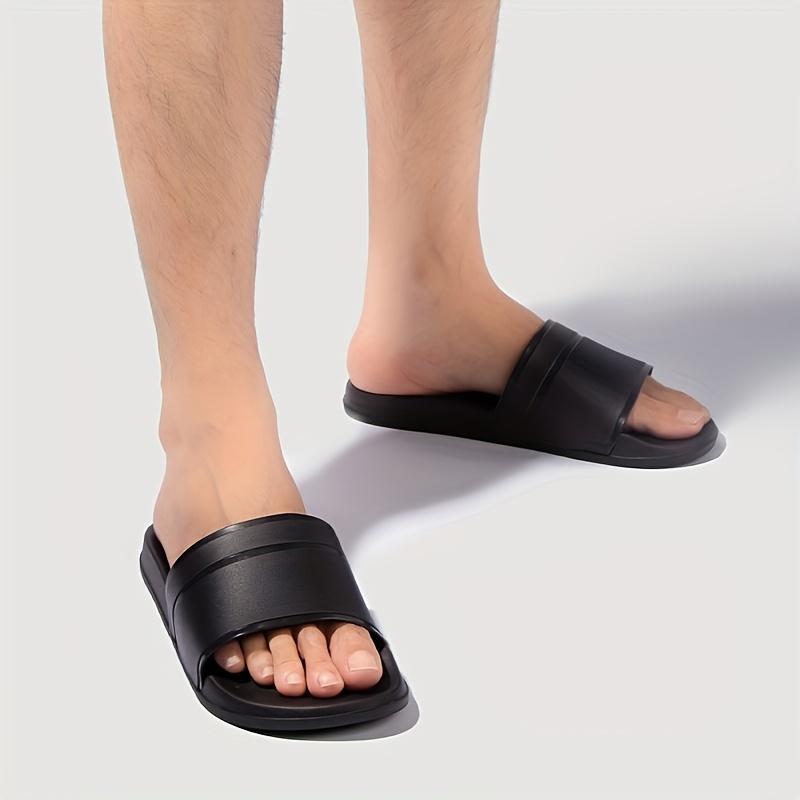 Men's Casual Solid Color Slides, Fashionable Soft Comfortable Slippers for Indoor Outdoor Wear, All-match Commuter Shoes for Work & Daily Wear, Boy Footwear Flipflop Tsinelas Black Men's Casual Solid Color Slides, Fashionable Soft Comfortable Slippers for Indoor Outdoor Wear, All-match Commuter Shoes for Work & Daily Wear, Boy Footwear Flipflop Tsinelas Black
