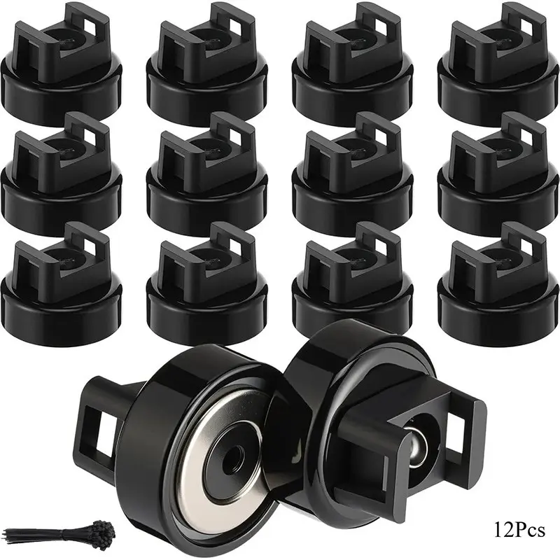 12/24PCS Heavy-Duty Magnetic Cable Tie Mounts, 22mm Magnetic Zip Tie Mount Bases, 22lbs Strong Magnetic Wire Holders and Cable Organizers for Home, Office, Marine, and Electrical Wire Management