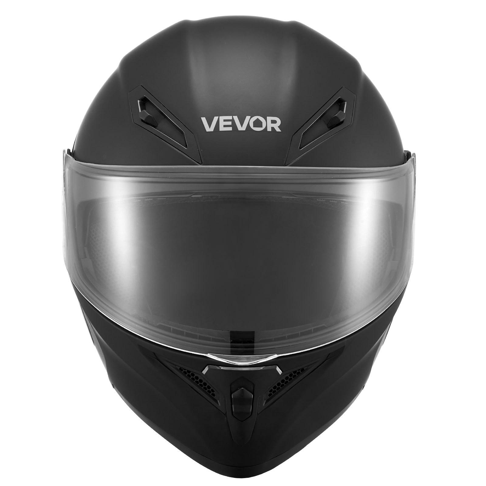 VEVOR Motorcycle Helmet, Modular, Adult Motocross Dirt Bike Helmet with Large Clear Visor, Comfortable Motorbike Racing Street with Detachable Liner for Men & Women, DOT Approved, (Matte Black, M), Abs Shell