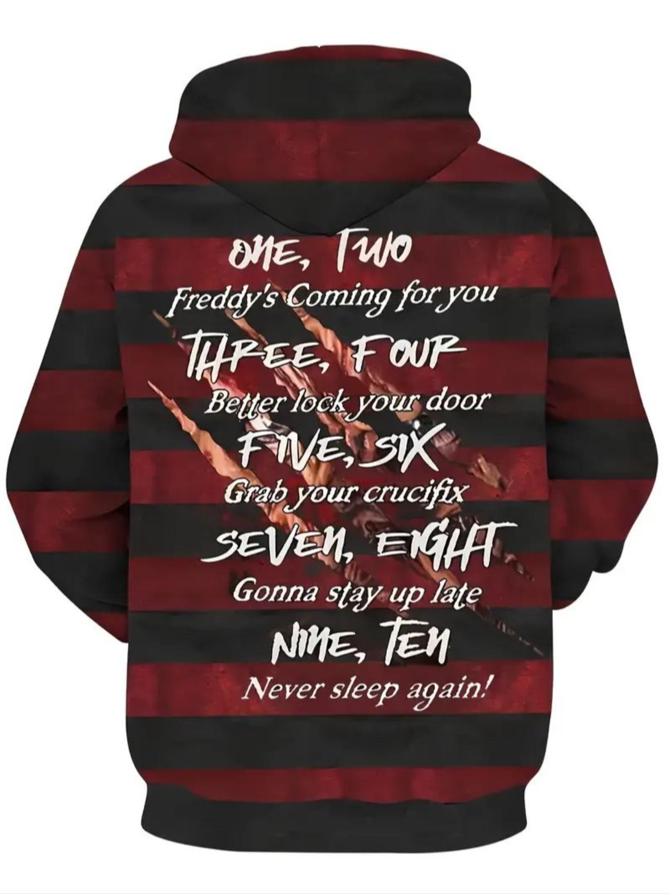 Hooded Casual Hoodie, Casual Sweatshirt Hoodie with Horror Movie Print, Quick-Dry Polyester Fabric, Perfect for Streetwear, Golf, Fishing, Camping, Gym, Beach