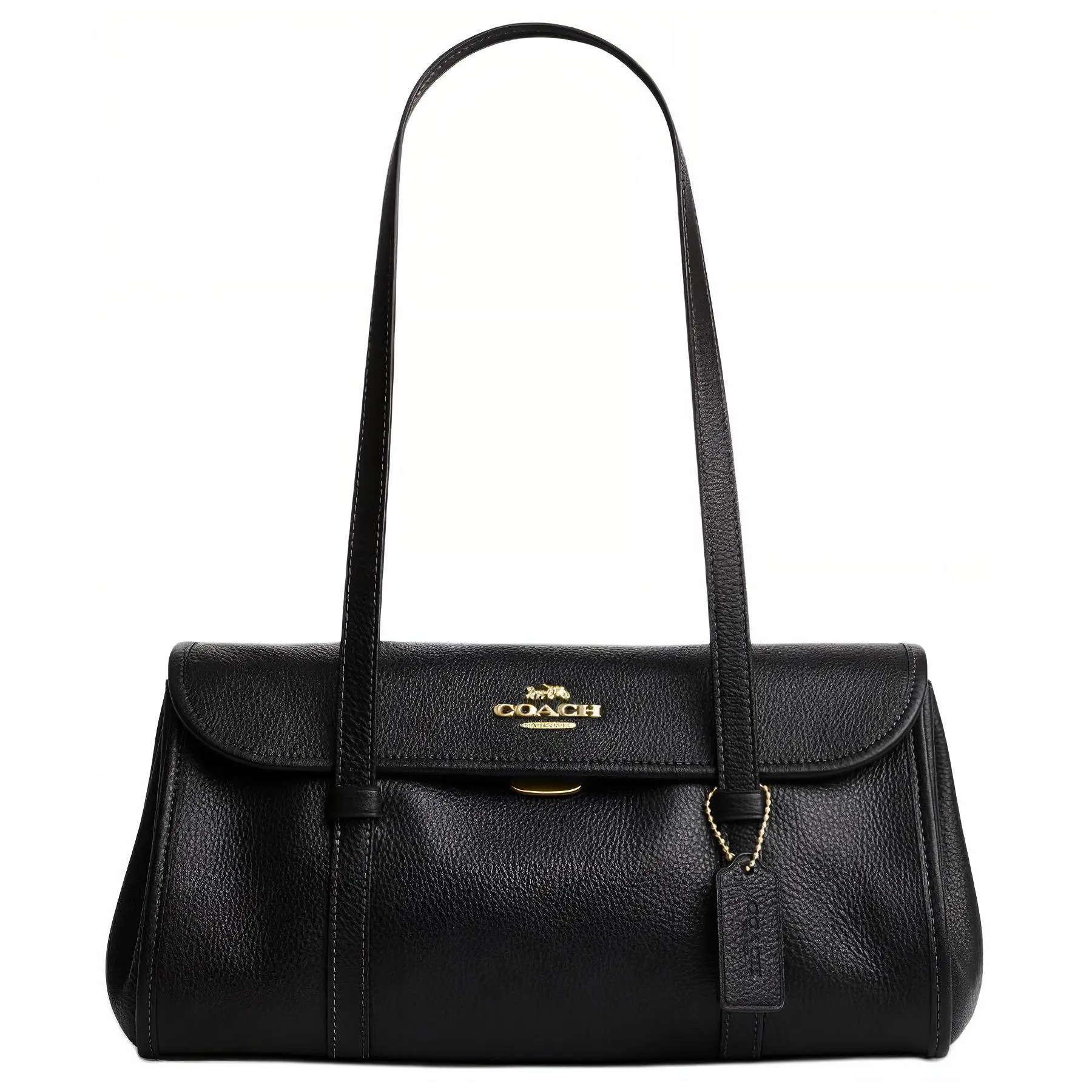 COACH Bridget 35 Flap-Top Crossbody Bag for Women, Genuine Leather, Large Size, Black