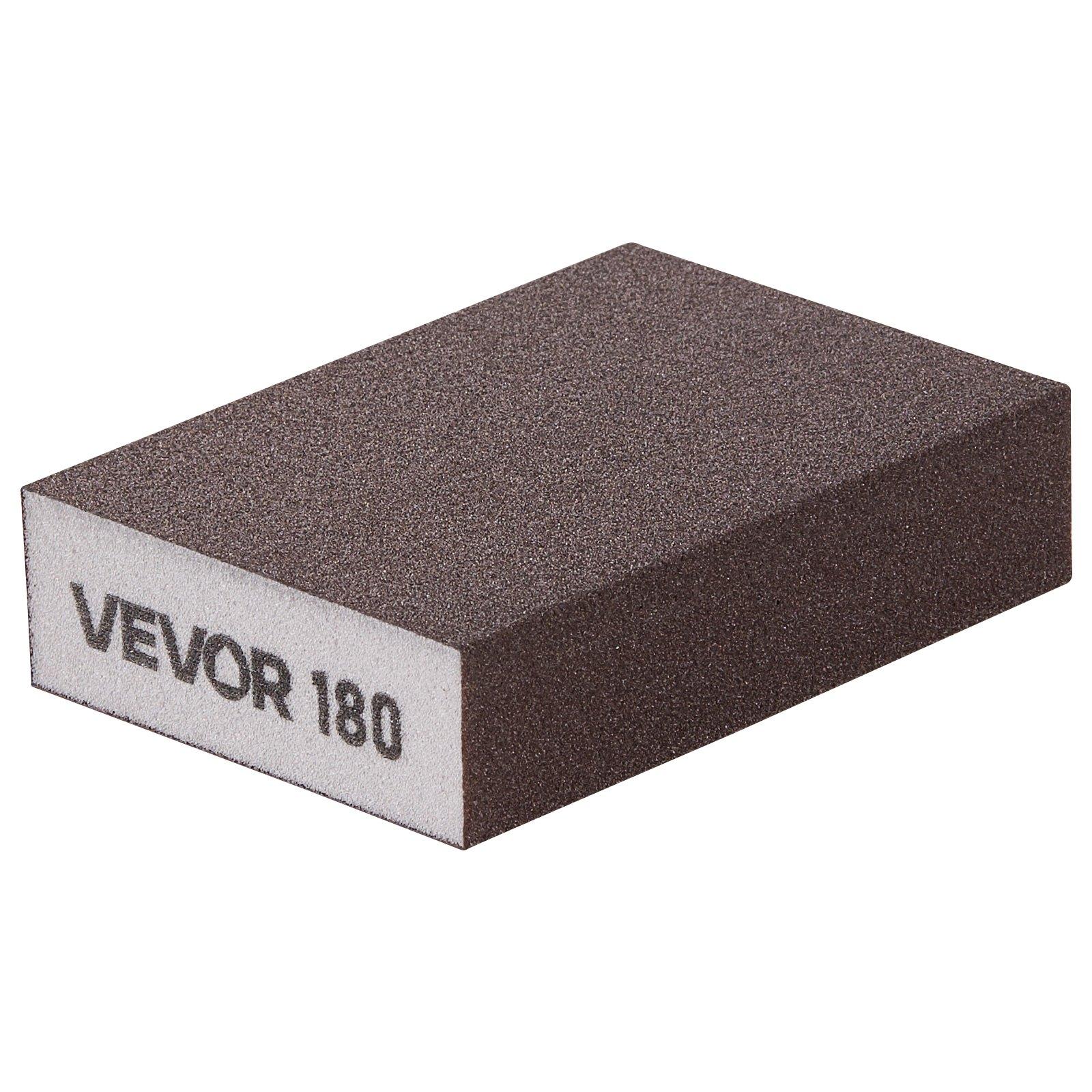 VEVOR Sanding Sponge, 4 Pcs, 60/80/120/220 Grit Assortment, Washable and Reusable Sanding Blocks for Dry & Wet Use, Coarse to Fine Sandpaper Blocks, for Polishing Drywall Wood Plastic Metal Furniture