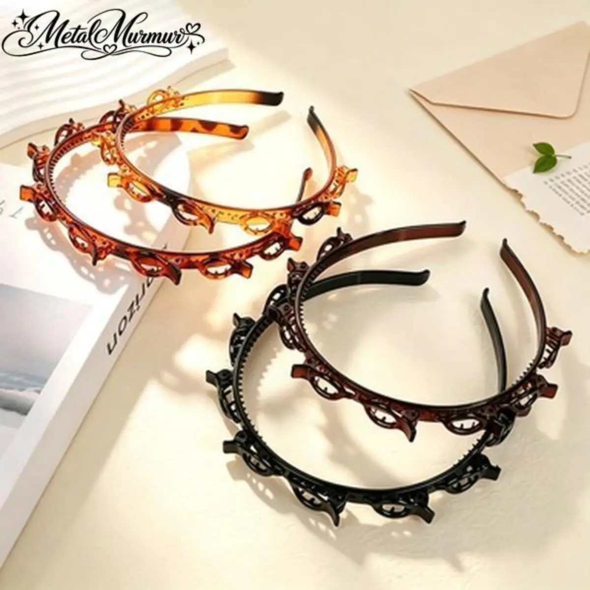4-Pack Double Layer Twist Plait Headbands with Clips, Non-Slip Braided Hair Hoops, Flexible Tooth Styling Headband Set for Women & Girls, Hair Accessories for Skincare, Makeup, Daily Wear, Back to School