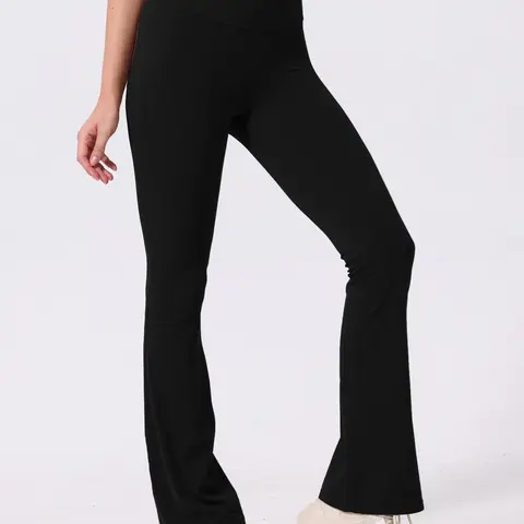 Women's Solid Flare Leg Sports Pants, Casual Comfy Bell Bottom Trousers for Yoga Gym Workout, Ladies Sportswear for All Seasons, Flared Yoga Bottoms, Yoga Clothes