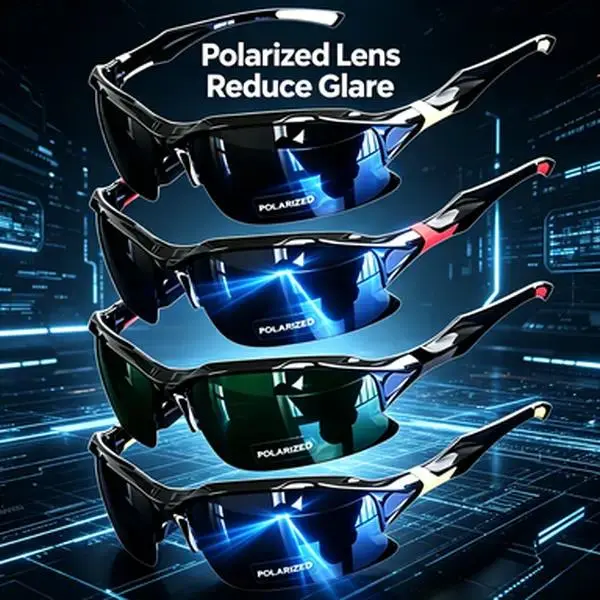 4 Pack Polarized Rimless Sports Sunglasses for Men and Women, Oversized Square Cat Eye UV Protection Eyewear for Driving Fishing and Travel