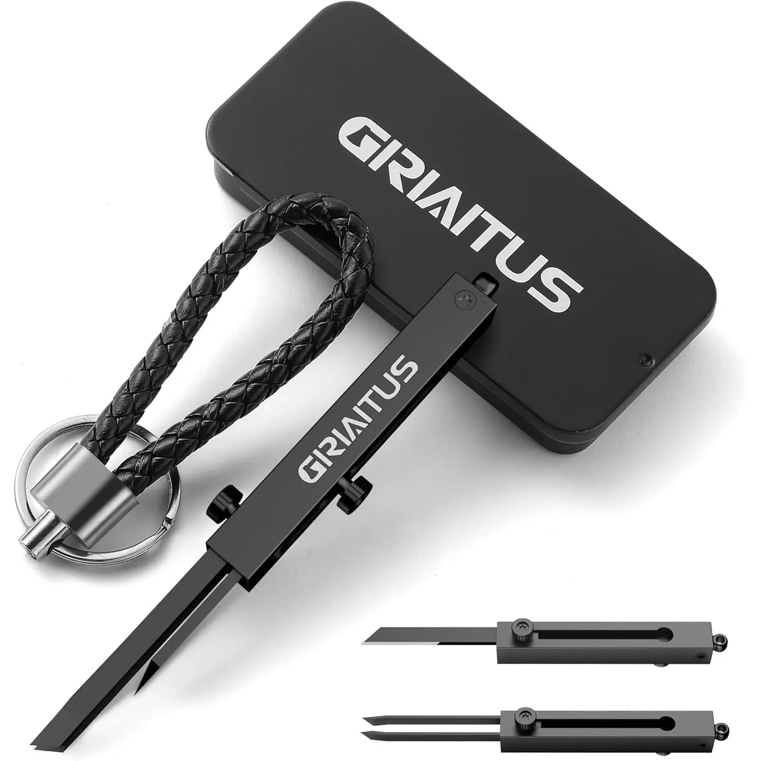 EDC Knife 2 in1 Keychain Tweezers Box Retractable Multi Tool Knife for Splinters, Craft, Jewelry, Soldering, Work Men Gift (Black)
