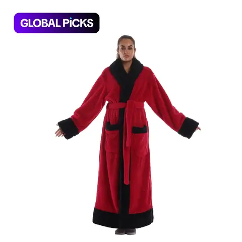 Winter Warm Soft Bathrobe Sleepwear Loungewear Wearable Blanket Solid Color Unisex Home Clothing Fleece Jacket with Pockets Hand Wash Indoor Outdoor Use #GLOBAL PICKS