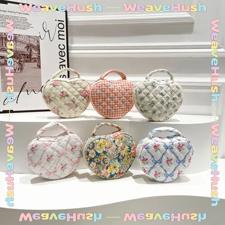 New Quilted Floral Cotton Storage Bag, Women Daily Travel Storage Essentials, Large Capacity Portable Cute Flower Handbag, High Aesthetic Purse for Casual Outings & Short Travel