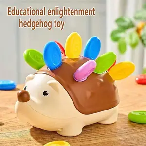 A hedgehog fine motor sorting toy with 10 colorful spikes for kids play, learning, and parent-child activities.