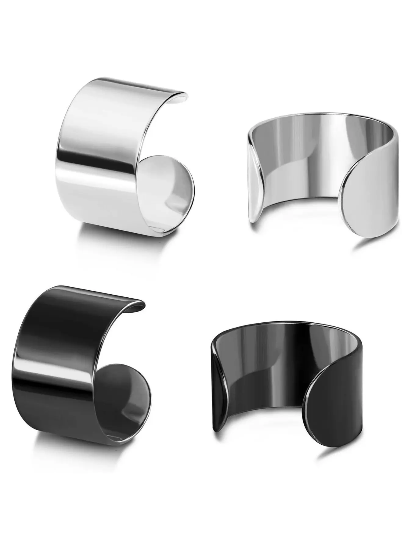 Adjustable Ear Cuffs, Stainless Steel Non Piercing Ear Cuffs, Helix Cartilage Clip on Wrap Punk Earrings for Women Men