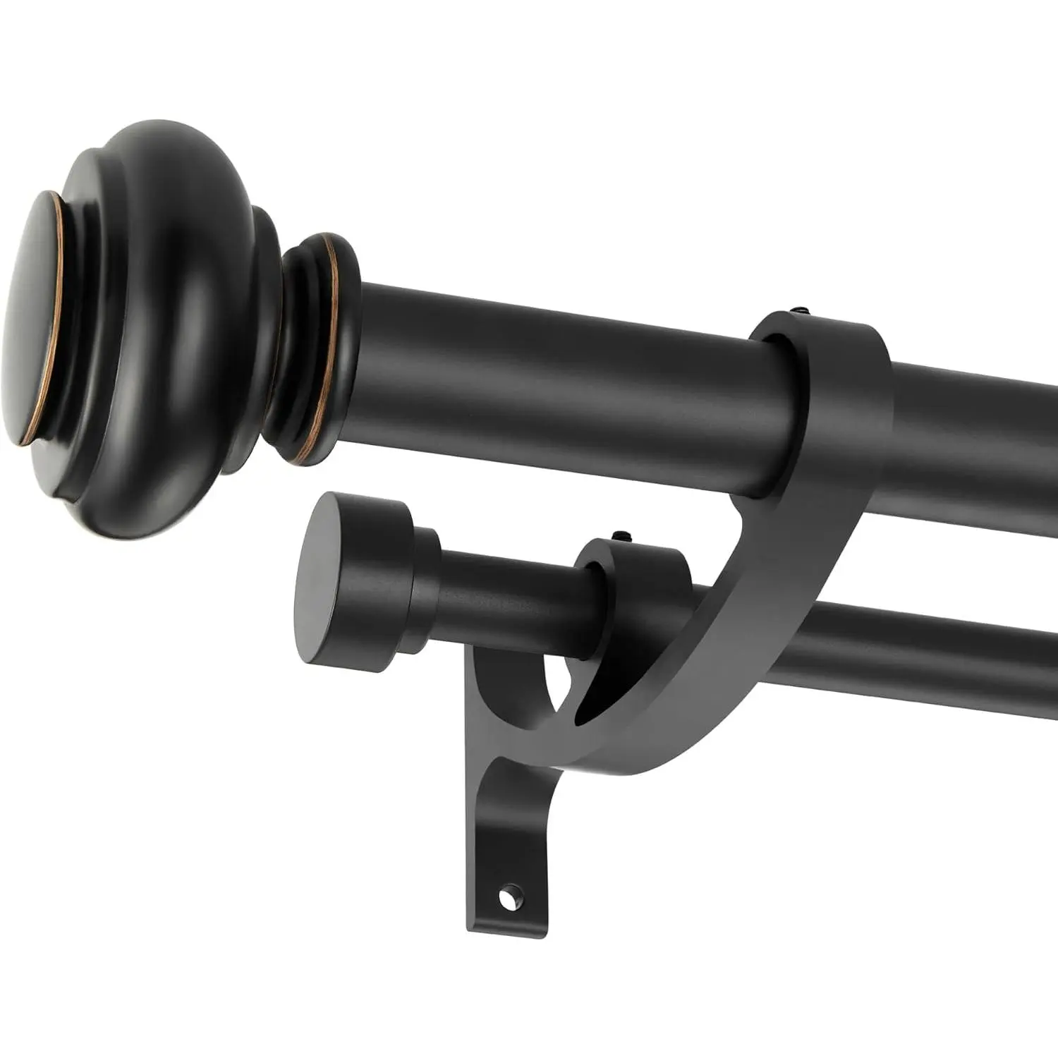 Double Curtain Rods 72 to 144 Inches with Solid Aluminum Alloy Brackets, 1 Inch Adjustable Heavy Duty Dual Drapery Rod for Window Sliding Door Bedroom Decoration, Matte Black