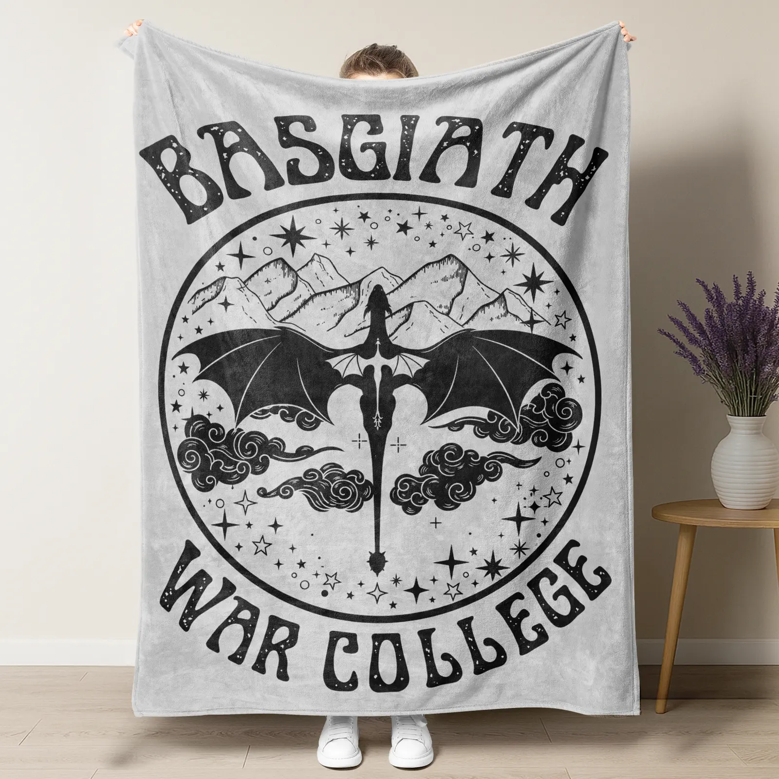 Basgiath War College Cozy Fleece Throw Blanket - Fourth Wing Dragon Rider Merchandise, Durable, Fast Drying, Machine Washable, Indoor & Outdoor Use, Book Lover Gift, Iron Flame Inspired Reading Accessory