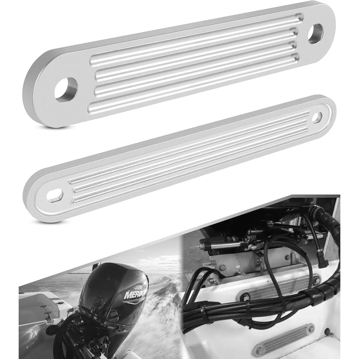 Alloy Aluminum Transom Support Plates Set (TSP-1 & TSP-2DP) - Boat Support, Fits Standard 15"x2" Top Bolt Holes & 12"x2" Lower Bolt Holes, 3/8" Thickness, Transom Plates