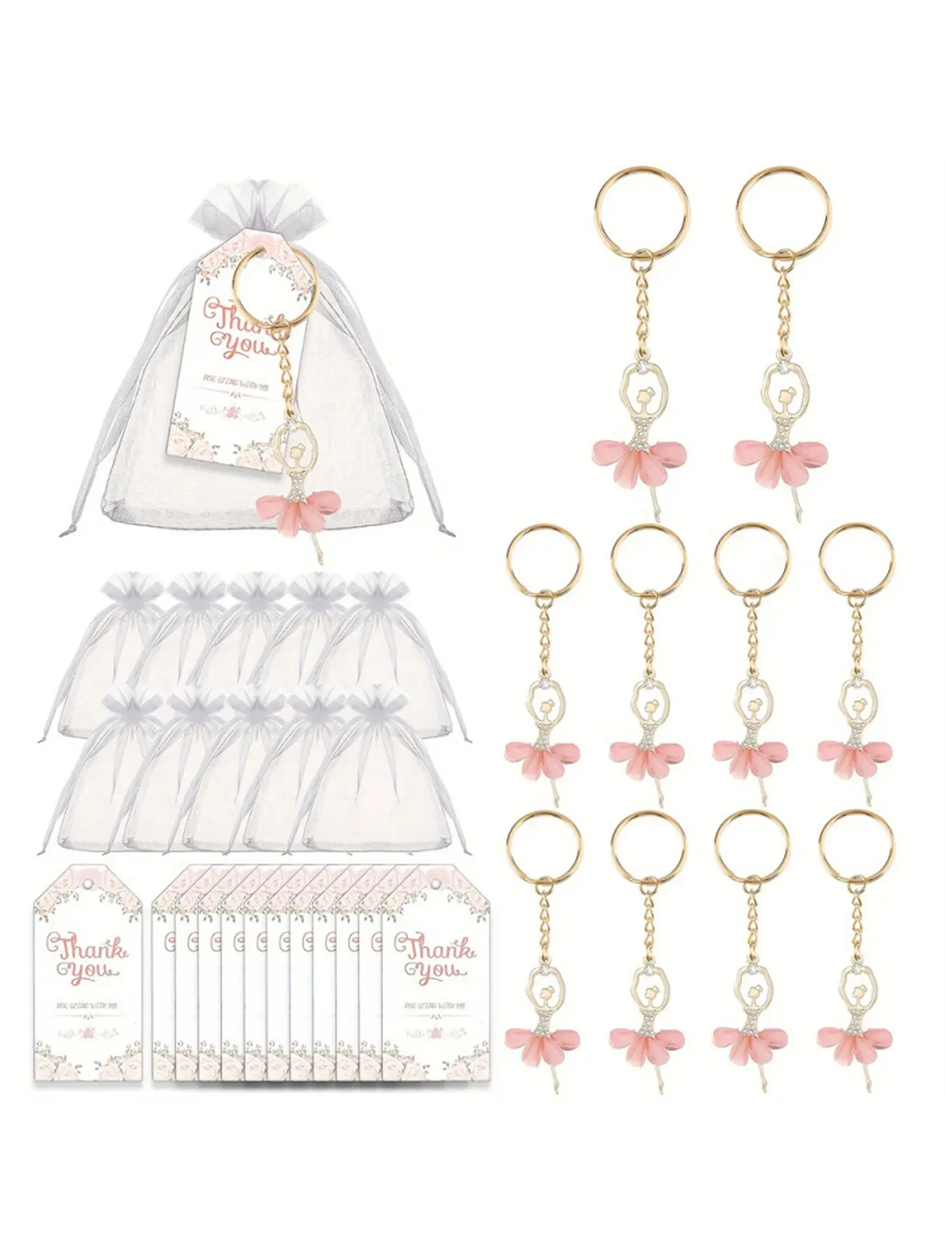 Metal Ballerina Girl Keychain Charms, Elegant Ballet Dancer Key Ring Accessories, Wedding Party Favors Bridesmaid Gifts Souvenir Keychain Set