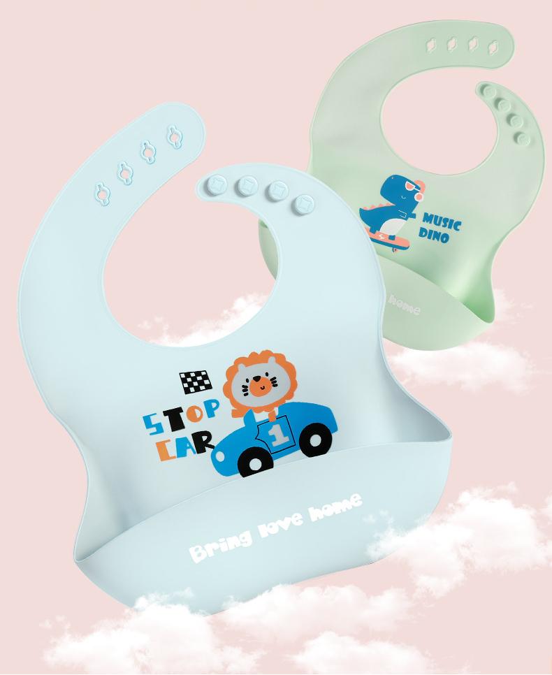 Food Grade Silicone Baby Bib, Ultra Soft Waterproof Feeding Bib for Toddlers