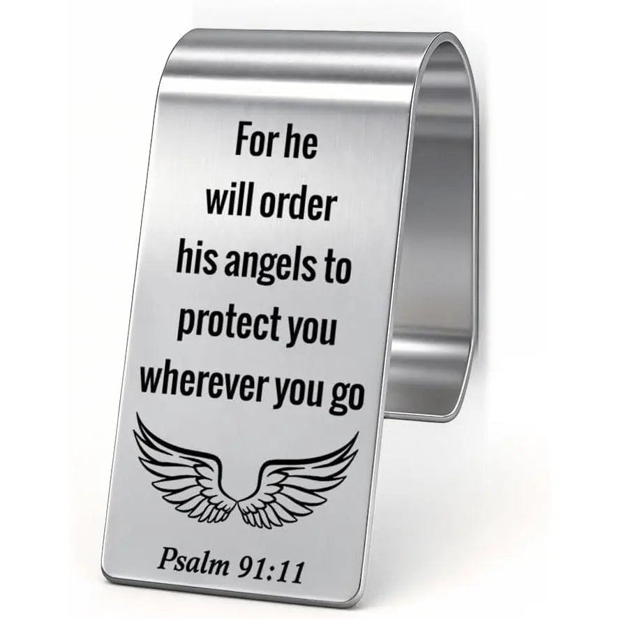 for He Will Order His Angels to Protect You Wherever You Go Visor Clip for , Driving Safety Religious Gifts for Parent Driver, Christian  Accessories, Grad Gifts for Daugter (Large)