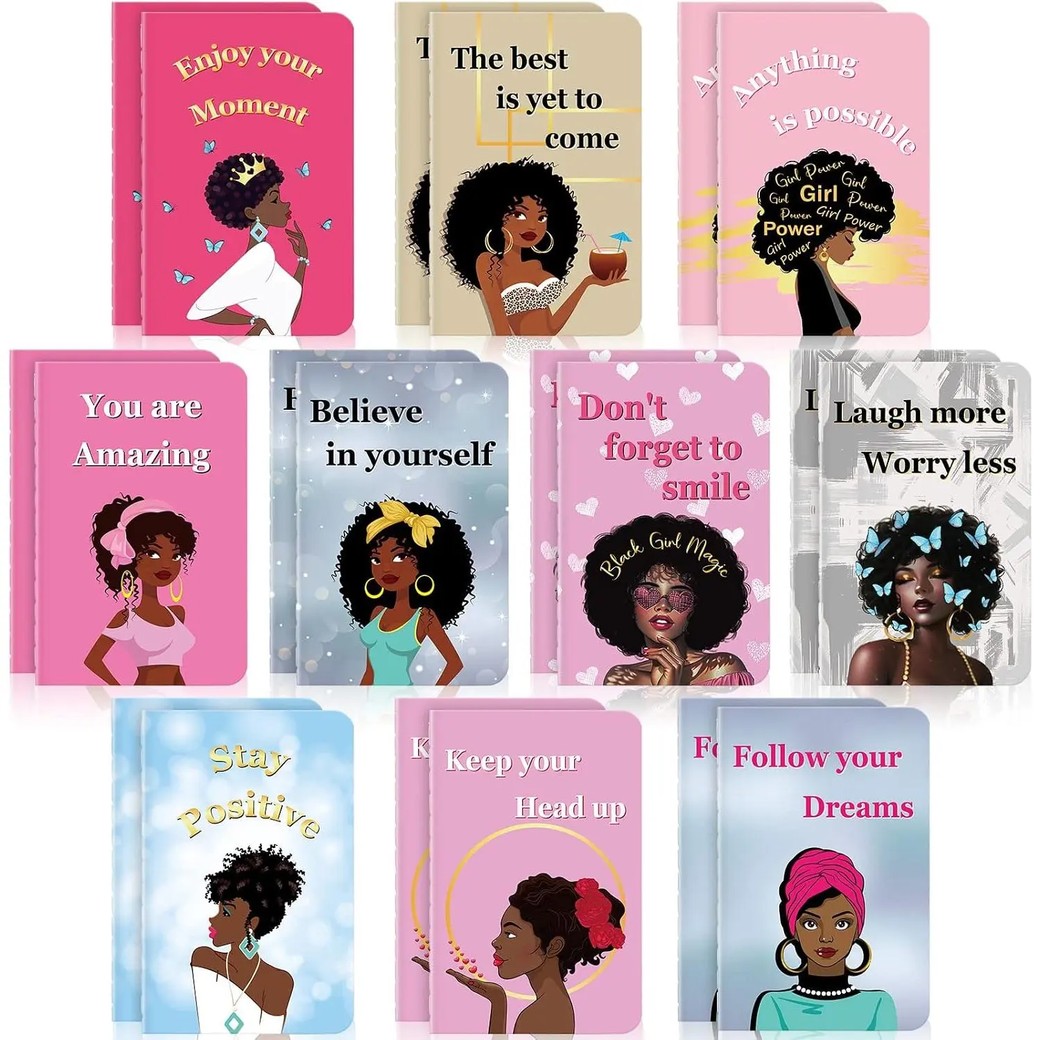 20 count Black Girl Journal Mini Black Women Notebooks   Gifts Inspirational Notebook Lined Pocket Notepad  to School  for Students Teachers Writing Composition School Office