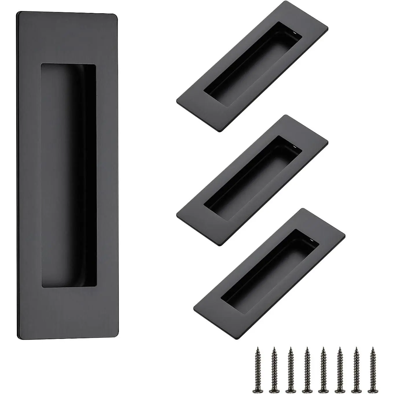 4 count Black Sliding Closet Door Handles Black Flush Pulls 4.72in Length Recessed Finger Pulls for Sliding Barn Door Sqaure Cabinet Pulls Stainless Steel
