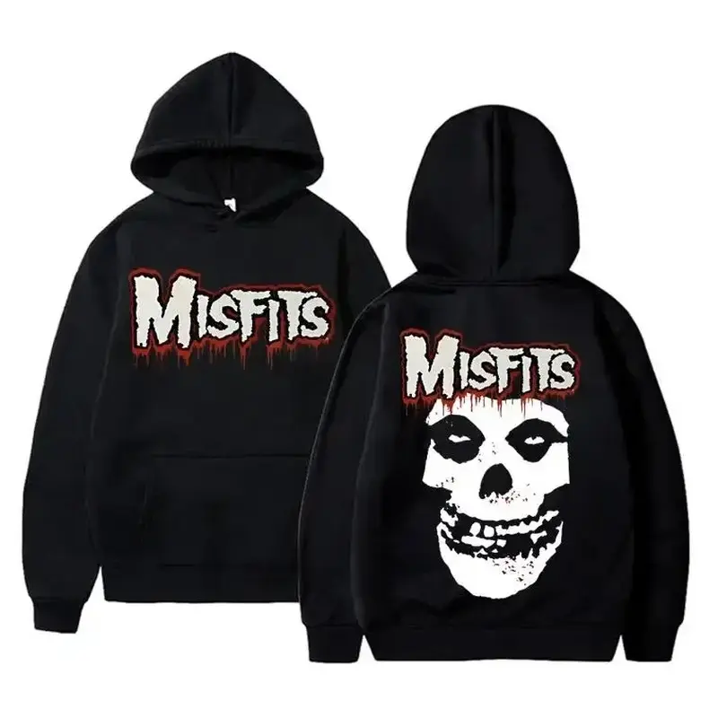 Horror Punk Misfits Skull Rock Print Hoodie  Sweatshirt Men Women Gothic Vintage Long Sleeve Hoodies