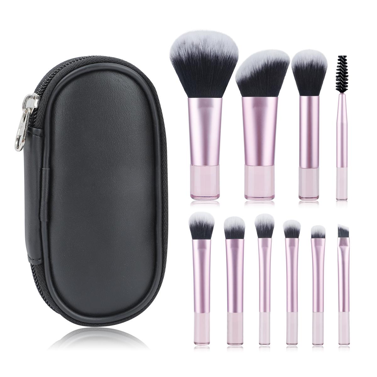 Mini Makeup Brushes Set, 10pcs/set Portable Makeup Brushes with Storage Bag for Travel, Soft Makeup Brushes for Foundation, Powder, Concealers, Cosmetic Tool Set, Beauty Products, Makeup Products Travel Essentials, Makeup Brushes Sets