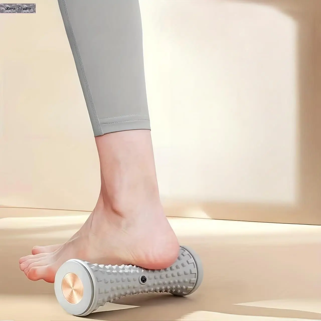 Deep Tissue Foot Massager Roller for Pain Relief – Adjustable Speed, Medium Firmness & Textured Surface for Sore Feet, Plantar Fasciitis, Yoga & Home Fitness Recovery, Relaxation & Improved Circulation, Gray