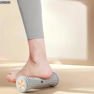 Deep Tissue Foot Massager Roller for Pain Relief – Adjustable Speed, Medium Firmness & Textured Surface for Sore Feet, Plantar Fasciitis, Yoga & Home Fitness Recovery, Relaxation & Improved Circulation, Gray