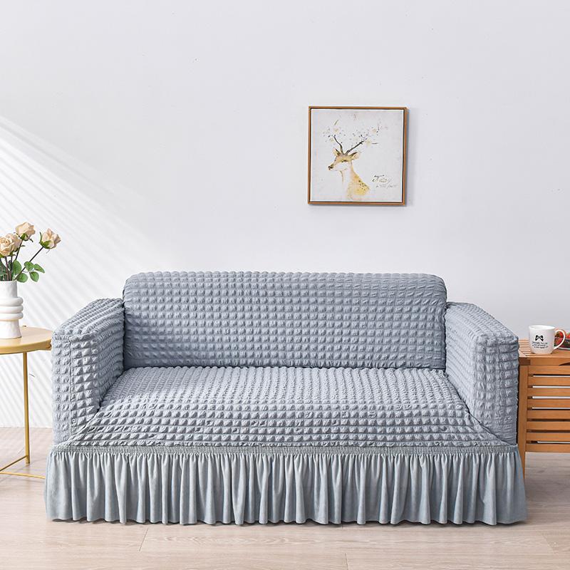 Solid Color Jacquard Sofa Cover with Skirt, 1 Count Soft Comfortable High Stretch Sofa Slipcover, Dustproof Sofa Cover for Home Living Room, Home Decor, Sofa Couch Covers