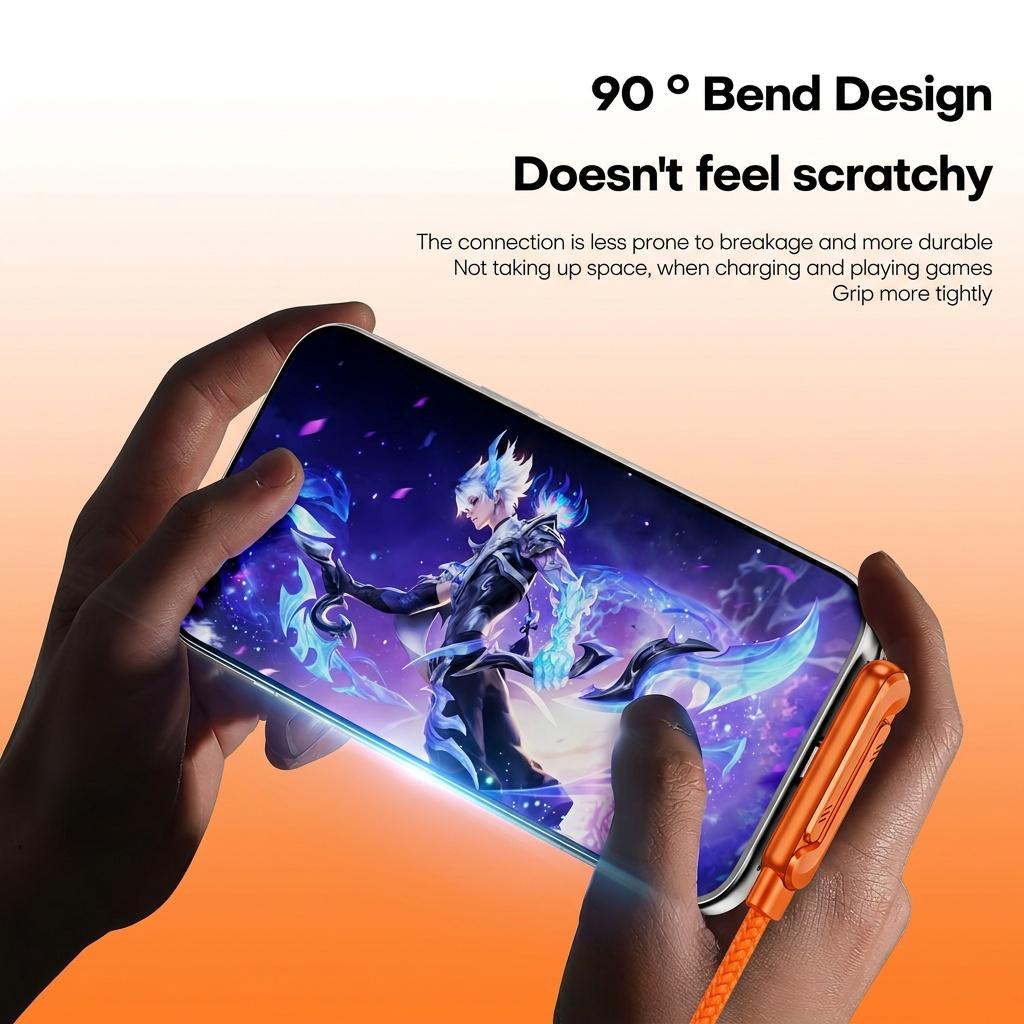 Orange  2026 Newest 240W Foldable Phone Stand Data Cable USB-C Ultra-Fast Charging Cable, 59.06-inch Charging Cable, 240W Braided Fast Charging Cable with  Phone Stand, T-Shaped Folding Design, Suitable for iPhone 15-17 Series