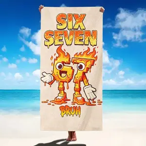 Fire Melted Number 6 to 7 Personalized Birthday Beach Towel, Lightweight, Super Absorbent, Quick Dry, Reusable, Modern Style, Durable Fabric
