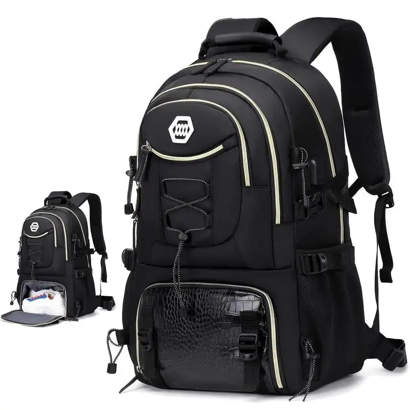 Adults' High-Capacity Multi-Compartment Outdoor Hiking Backpack for Men/Women - Gym & Sports Travel Companion with Zip, Built-In Organizer, Shoe Compartment, Spacious Main Storage, 17.3in Padded Laptop Sleeve