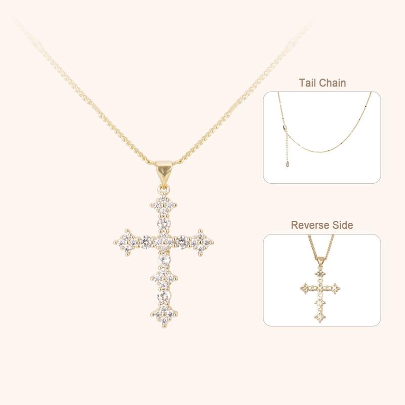 MEIITRUE 14K Gold Plated Cross Pendant Necklace for Women, Dainty Zirconia Cross Necklace, Faith Jewelry Religious Gifts