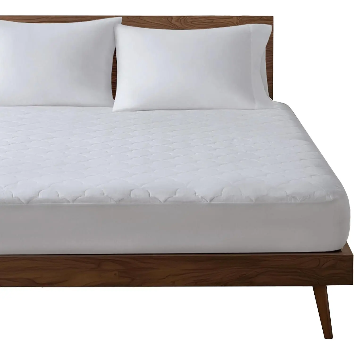 Queen Mattress Pad, Cotton Mattress Protector Classic Cloud Quilted Bed Cover, All Natural Breathable Mattress Topper Fitted Pocket Fits Up to 18", Machine Washable, White