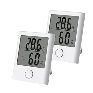 Digital Mini Hygrometer & Indoor Thermometer -  Room Temperature & Humidity with a Hydrometer, Humidity Sensor, & Indoor Thermometer for , Office, Greenhouse, &  (White, 2 Packs)