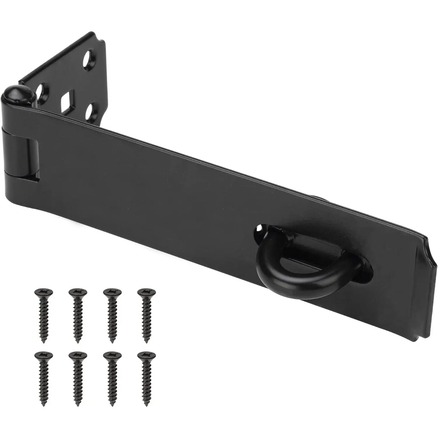 7-1/2" Heavy Duty Door Lock Hasp Latch, 1/8" Thicker Iron Gate Hasp Latches Safety Packlock Clasp Locking with Lengthen Screws for Outdoor Doors, Gates, Shed, Drawers, Cabinets, Black