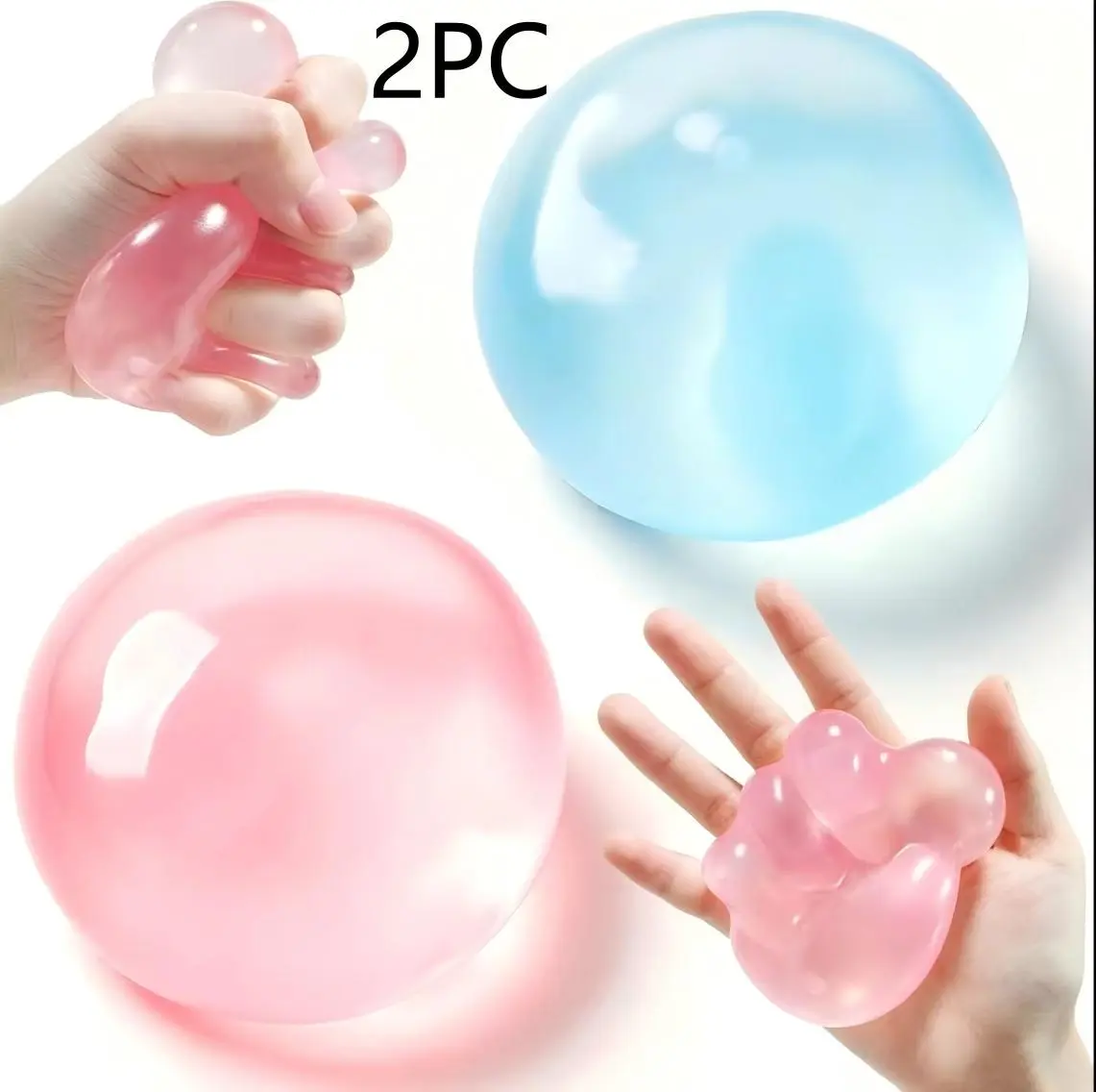 2 Pack 6cm No Rebound Coconut Oil Squishy Stress Ball, Super Soft Reusable Squeeze Fidget Toy, Cute Aesthetic Desk Ornament Anxiety Relief Toys, Portable Desk Squishies for Relaxation and Focus (Blue)