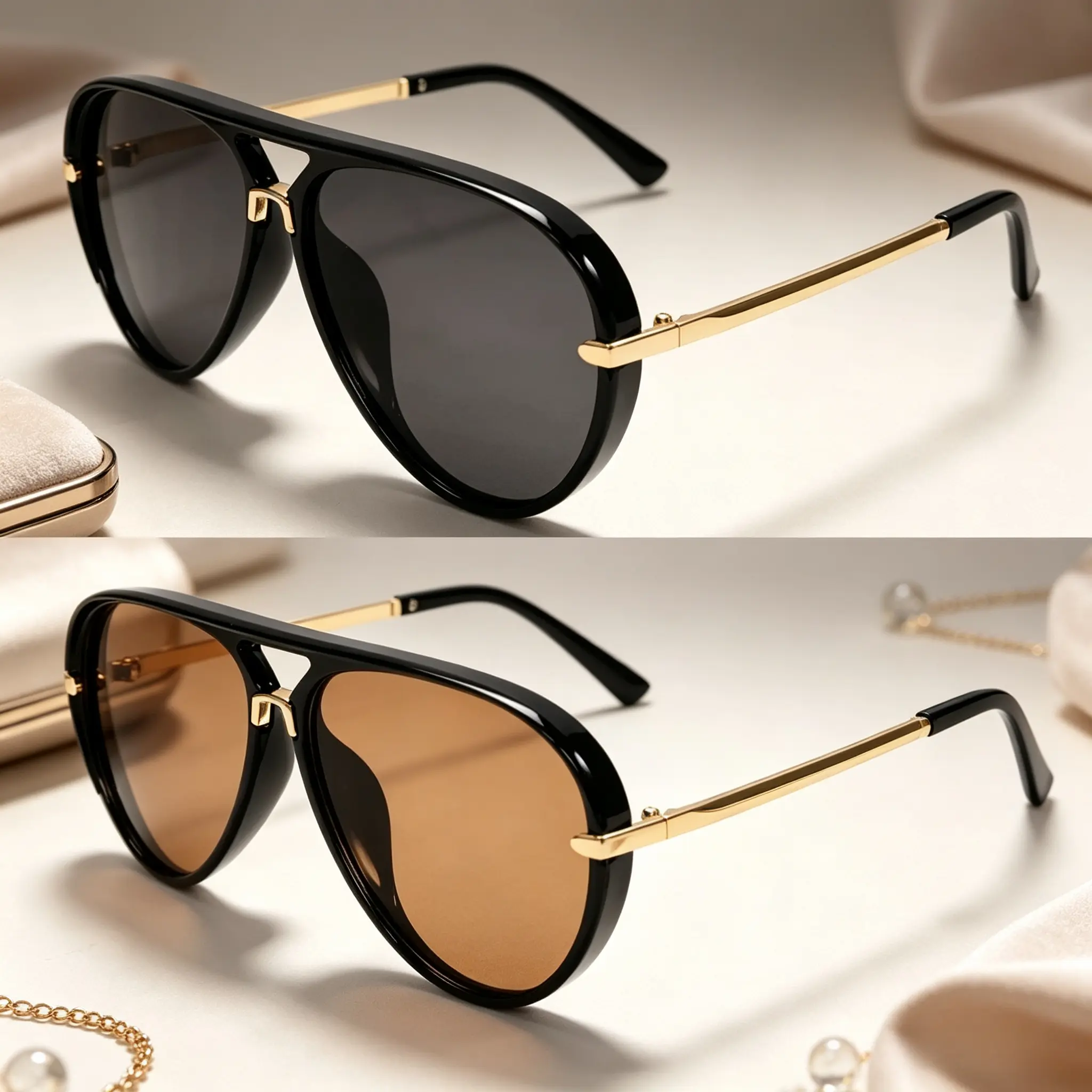 Retro Aviator Sunglasses – New 2026 stylish multi-color gradient shades; casual, street-style outdoor sunglasses for women with a summery vibe. Perfect for summer outfits, vacation looks, beachwear, and travel.